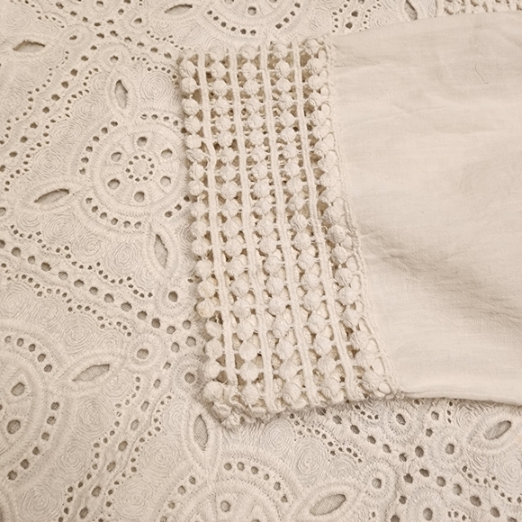 646 Main white eyelet embroidered short sleeve top tunic large 100% cotton - Picture 5 of 11